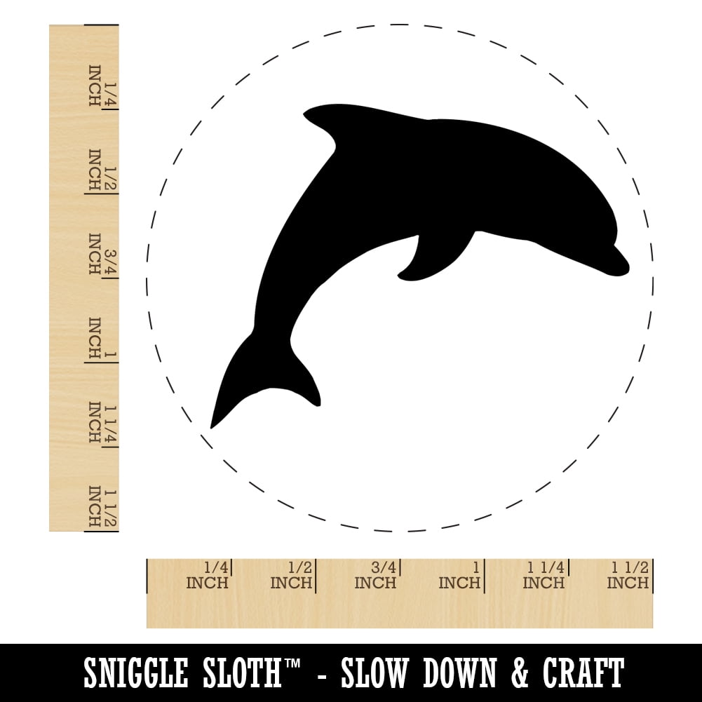 Dolphin Solid Self-Inking Rubber Stamp Ink Stamper - Black Ink - Large 1-1/2 Inch