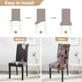 thumbnail image 4 of Dining Room Chair Covers Set of 6, Stretch Printed Parsons Chair Slipcovers Removable Washable Kitchen Chair Protector Cover for Dining Room, Hotel, Ceremony (Brown+Flower), 4 of 6