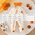 thumbnail image 3 of KPOPLK Baby Girl Halloween Footed Romper 3 6 9 12 18 Months Ghost Pumpkin Print Zipper Jumpsuit with Bow Headband, Infant Fall Sleeper Beige,Size 3M, 3 of 9