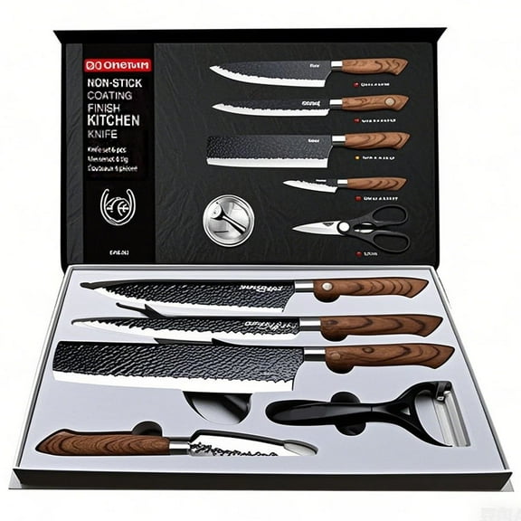 Myvit Chef Knife Set for Kitchen,Stainless Steel Nakiri Knife with Scissor and Peeler Gift Case