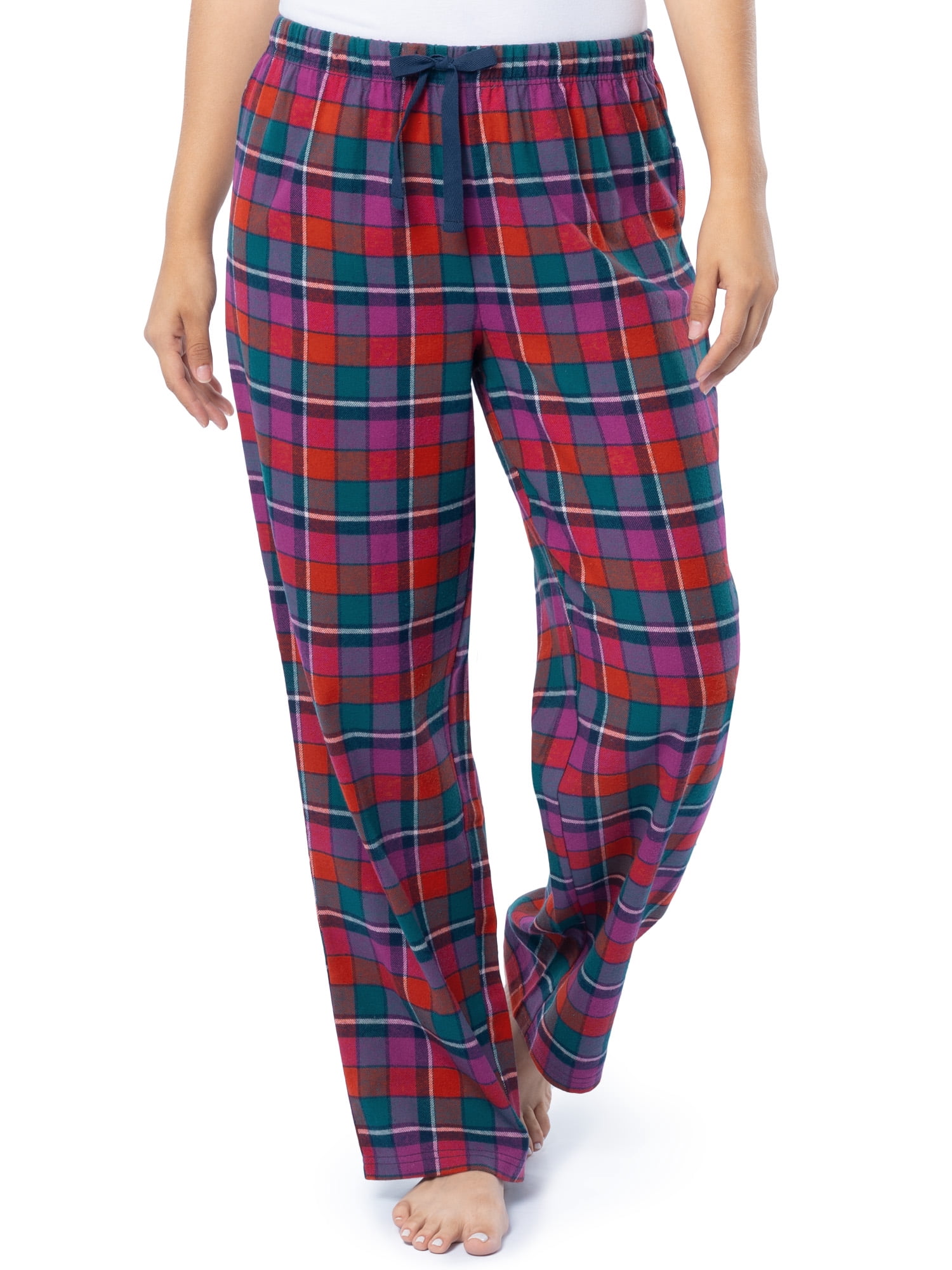 Fruit of the Loom Women's Beyond Soft Long Sleeve Waffle Top and Flannel Bottom Pajama Set, Sizes S-4X