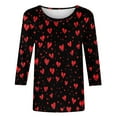 thumbnail image 2 of Vetsdori Womens 3/4 Sleeve Tops Plus Size Summer Blouses Casual Valentine,Graphic Trendy Crew Neck T-Shirts for Junior Cute, 2 of 5
