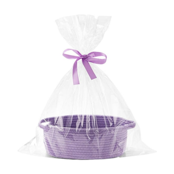 Cesta de regalo de canasta tejida de pequeña cesta de algodón Decoración del hogar Vacío con bolsa de regalo Púrpura