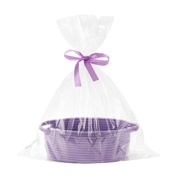 Cesta de regalo de canasta tejida de pequeña cesta de algodón Decoración del hogar Vacío con bolsa de regalo Púrpura