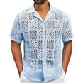 thumbnail image 2 of Under 10 dollars! Shirts for Men Sheer Mesh Short Sleeve Button Down Fashion Shirts Lace Tee Breathable Undershirts Party Shirts, 2 of 6