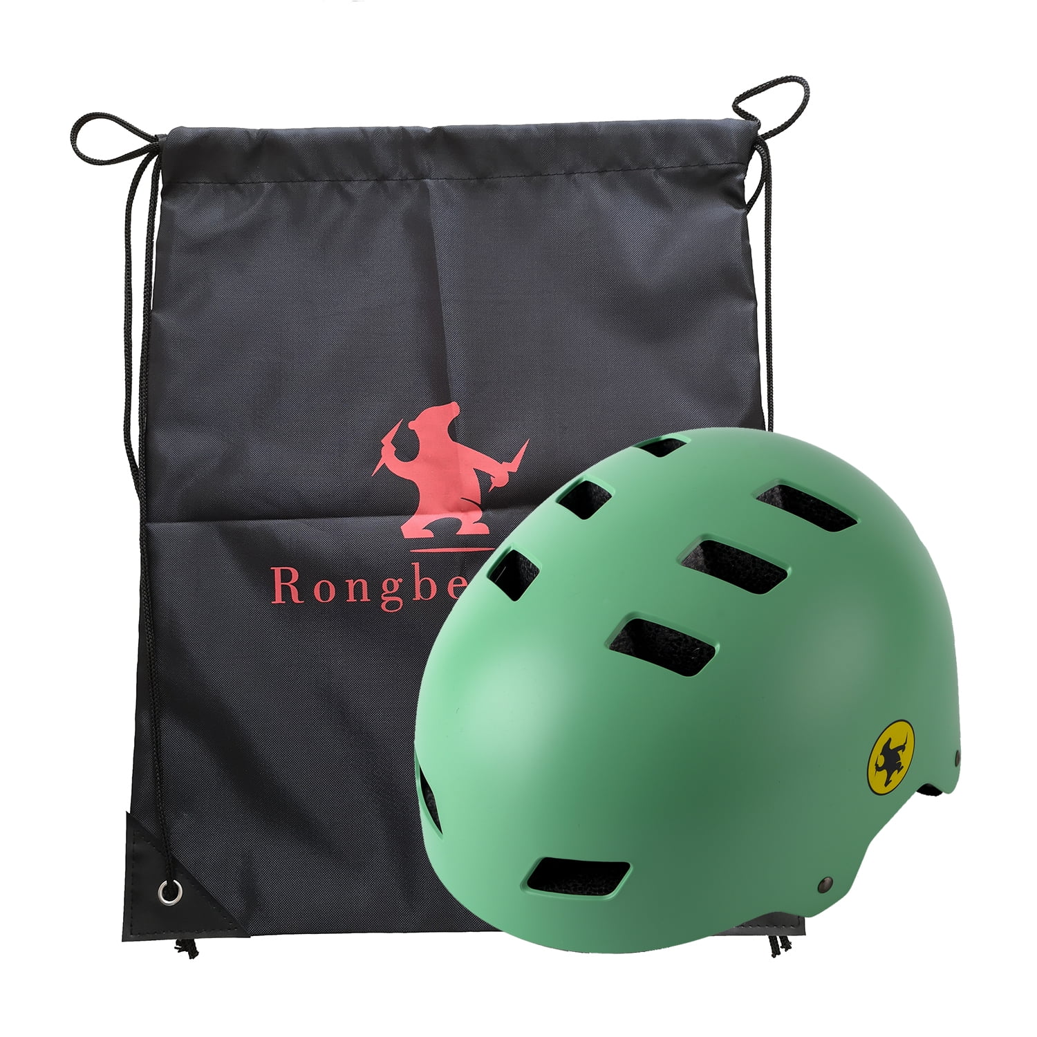Rongbenyuan Adult Men Bike Helmet with Carry Bag,Multi-Sport for Scooter Skating Rollerblading, Green(59-62cm)