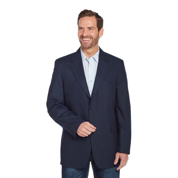 Circle S Western Sport Coat Mens Plano Vent Pockets 50 R Navy CC1087