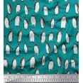 thumbnail image 1 of Soimoi Blue Georgette Viscose Fabric Penguin Ocean Print Fabric by the Yard 42 Inch Wide, 1 of 3