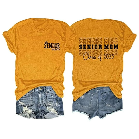 Women Senior Mom T Shirt Class Of 2025 Graduation Graphic Tee Funny Short Sleeve Comfortable Casual Tops