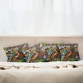 thumbnail image 4 of Ambesonne Garden Throw Pillow Cover 4 Pack, Colorful Ornate Leaves, 20", Multicolor, 4 of 5