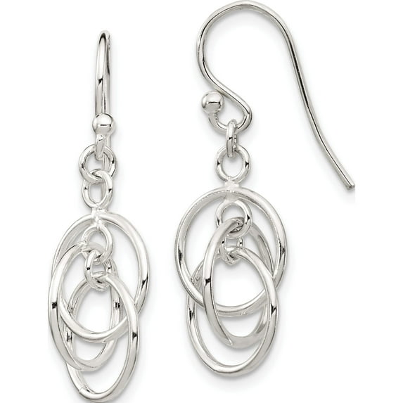 Sterling Silver Polished Dangle Earrings (32 X 9) Made In India qe14403