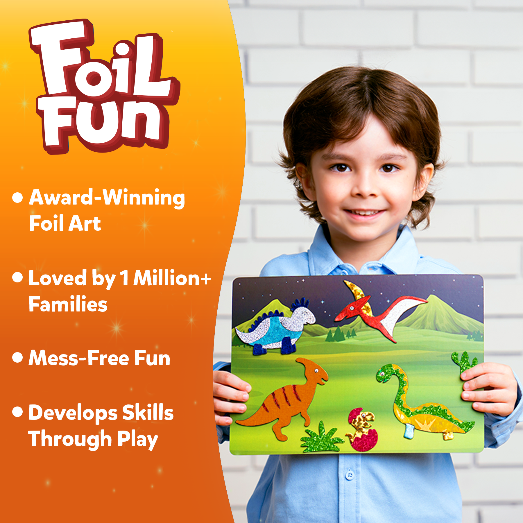 Skillmatics Foil Fun - Dinosaurs, No Mess Art for Kids Ages 4 to 9