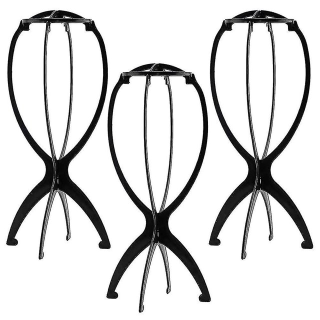 3 soportes para peluca, soporte para peluca plegable, 14 pulgadas (negro) Hs