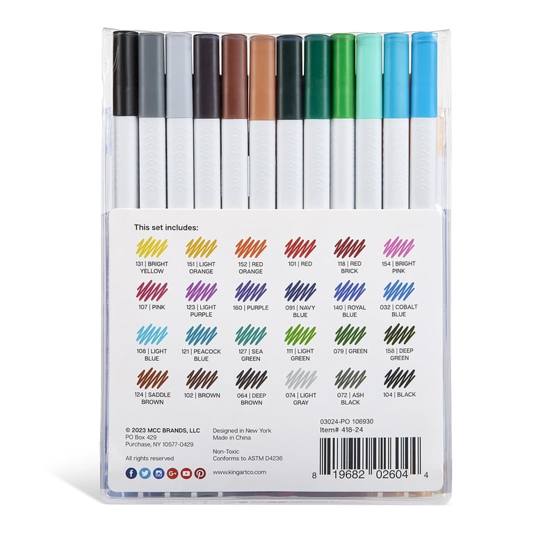 KINGART Fine Line Color Ink Pens, 0.4mm, 24-Color Set photo 3