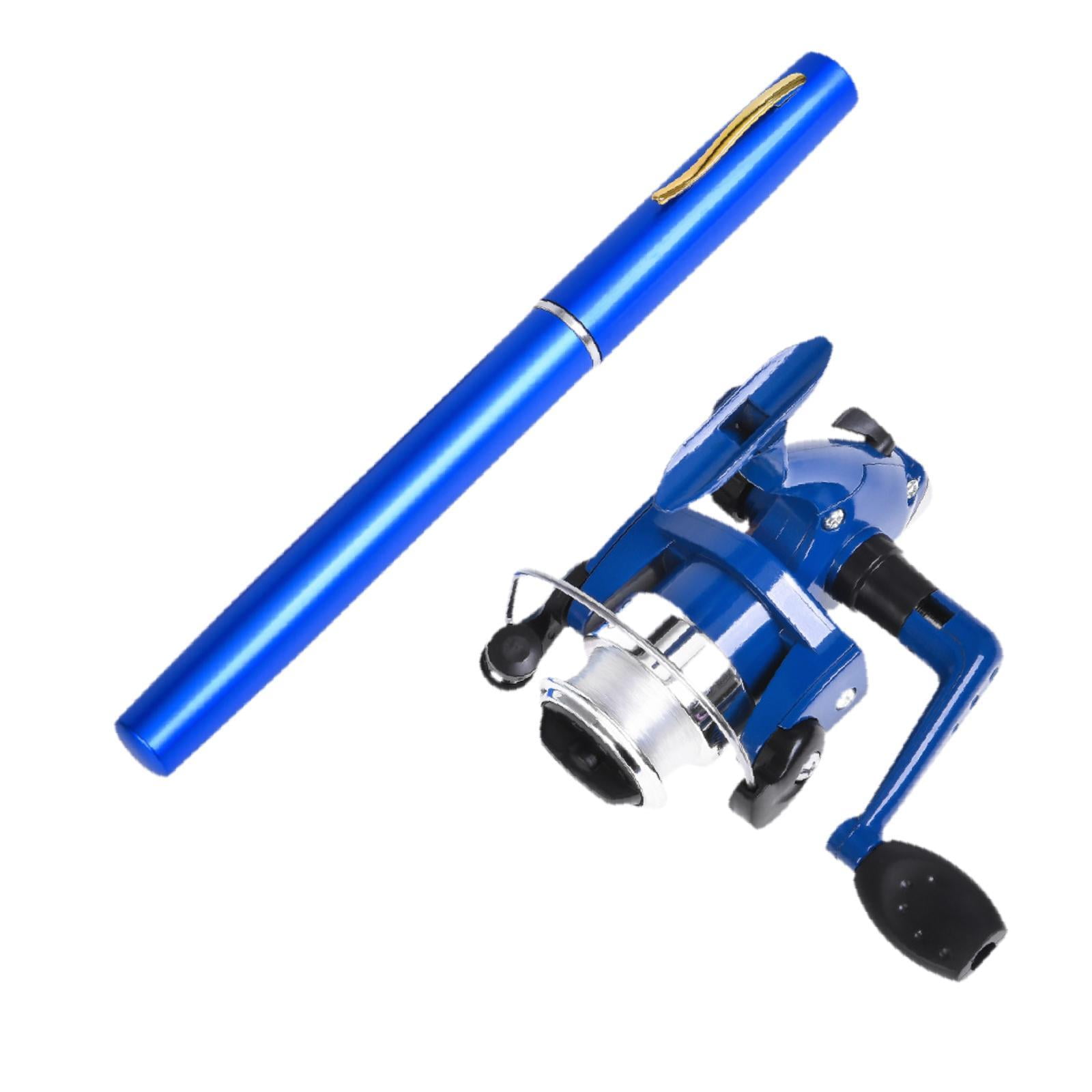 Colaxi Mini Fishing Rod Reel Combo, Mini Pen Fishing Pole Gift with Line Portable Fishing Reel for Outdoor Saltwater Freshwater Boys Blue