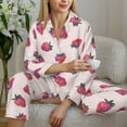 thumbnail image 6 of Picia Hand Drawn Strawberry Pattern Women’s Long-Sleeve Sleepwear Set - Soft 2-Piece Loungewear with Pockets, Comfy PJs for Relaxing Nights-X-Large, 6 of 7