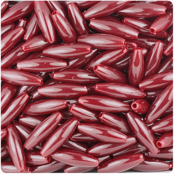 BeadTin Burgundy Opaque 19mm Spaghetti Plastic Beads (150pcs)