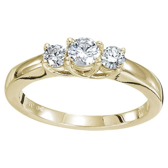 14k Yellow Gold 0.50 Ct Three Stone Trellis Diamond Ring