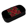 thumbnail image 3 of Large Storage Pencil Case, Square Red Roses illustration Pattern with Zipper Large Capacity Pen Bag, 3 of 8