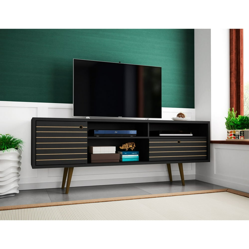 Liberty 70.86" MidCentury Modern TV Stand with 4 Shelving Spaces and