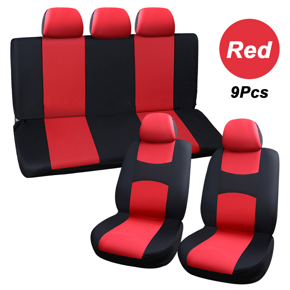 NEW 9Pcs/Set 5Seater Universal Car Seat Cover Front & Rear Seat Covers