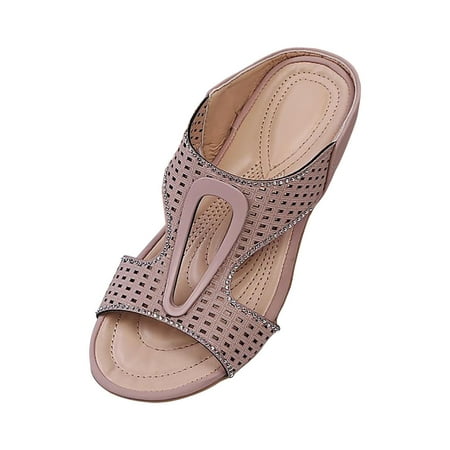 

Women’s Comfort Wedge Slip on Sandals Ankle Strap Buckle Casual Summer Orthopedic Open Toe Low Heel Platform Sandals