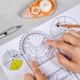thumbnail image 2 of Cateissary Borde de regla geométrica multifuncional, escala clara, plantilla de dibujo geométrico de pequeña ocupación, redonda Recortadores de papel Color transparente, 2 of 6