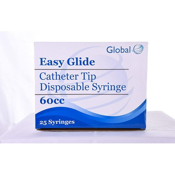 60ml Syringe Only with Catheter Tip - 50 Syringes Without a Needle by Easy Glide - Great for Medicine, Feeding Tubes, and Home Care