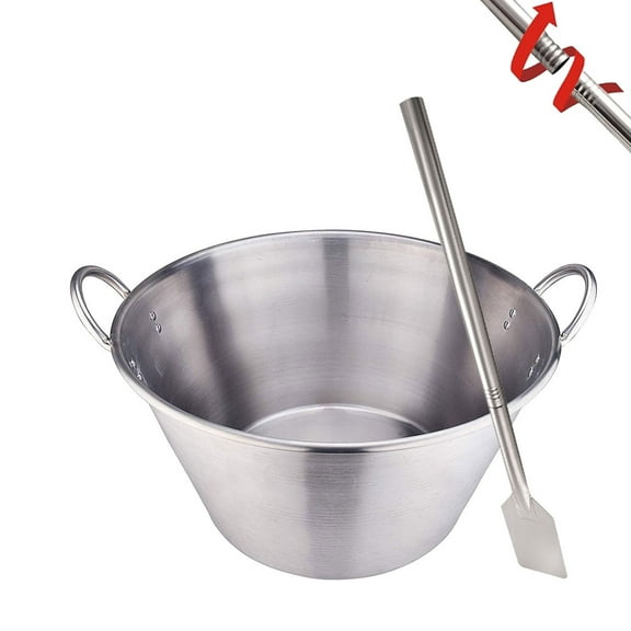 Stainless Steel 21 Inches Heavy Duty Mexican Cazo Para Carnitas with 36" Mixing Paddle,41QT Large Outdoor Wok Great for Carnitas and Braising