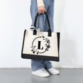 thumbnail image 3 of Canvas Handbag Letters Flower Portable Beach Shoulder Shopping Totes (V), 3 of 9