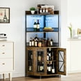 thumbnail image 2 of ChaoLink Industrial Corner Bar Cabinet, 64.2" Tall Wine Cabinet with Power Outlet, LED Lights & Glass Holder, 5-Tier Storage, 2 of 6