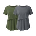 thumbnail image 2 of Vêtements de Grossesse Offres de l'Action de Grâce Liquidation Été Vêtements de Maternité pour Femmes Col Rond Manches Courtes Volants Pli Hauts de Grossesse, 2 of 5