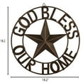 thumbnail image 2 of 18" Metal Barn Star Western Home Wall Decor Antique Circle Dark Brown Texas Lone Star with Letters God Bless Our Home, 2 of 8