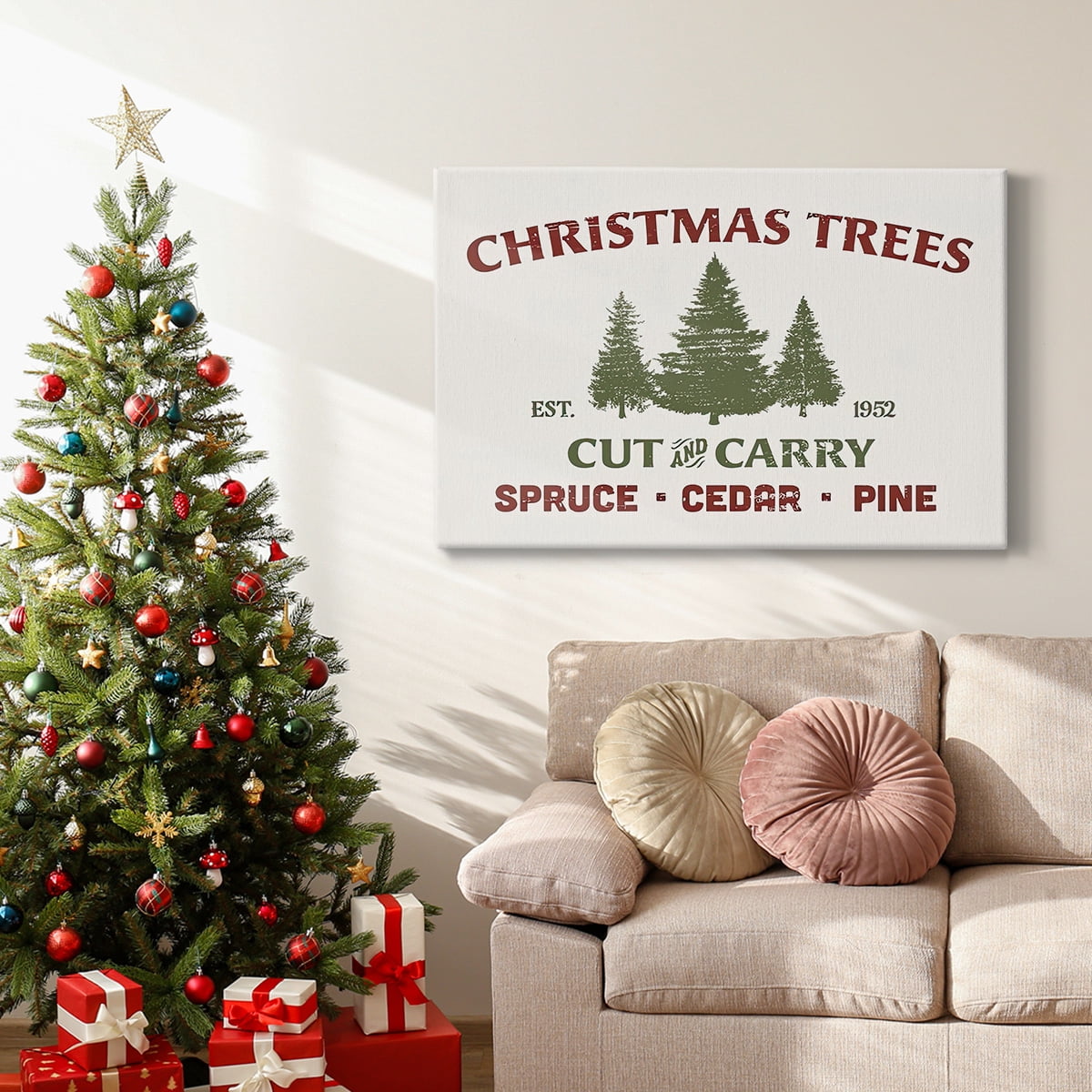 Christmas Farm Sign I- Gallery Wrapped Canvas