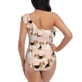 thumbnail image 5 of Easygdp Beagle Dog On Brown Women's One Shoulder Ruffle Monokini Bathing Suits with Removable Chest Pad, Quick Drying - XX-Large, 5 of 8