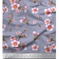 thumbnail image 1 of Soimoi Gray Poly Georgette Fabric Blossom Floral Printed Fabric 1 Yard 52 Inch Wide, 1 of 3