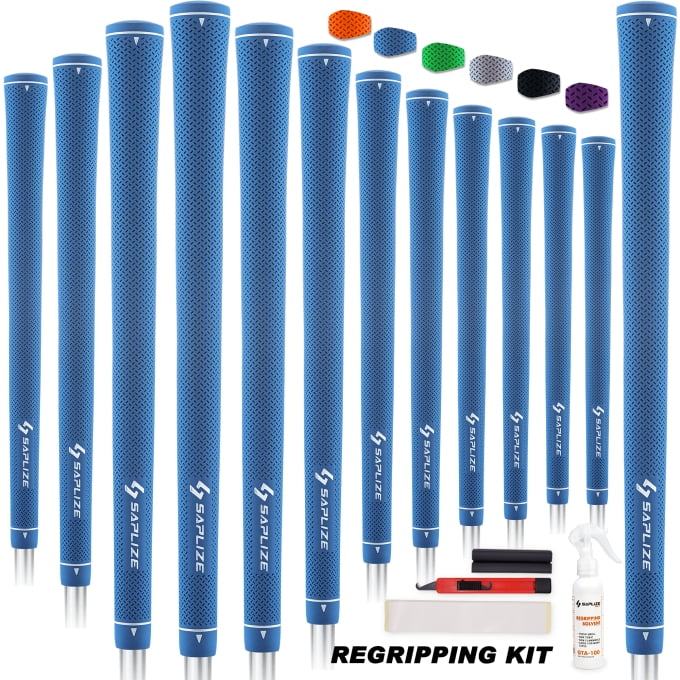 SAPLIZE Rubber Golf Grips, 13 Grips with Complete Regripping Kit, Standard Size, Golf Club Grip