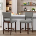 thumbnail image 2 of Gymax Counter Height Footrest Hollowed Back Bar Stools, Grey/Brown (Set of 4), 2 of 9