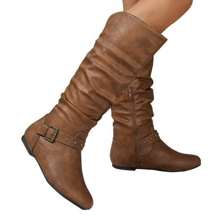 

YHIWU Boots for Women 2024 Cowboy Boots for Women Western Vintage Cowgirl Boots Fashionable Classic Retro Leather Mid Calf Boots Comfortable Shoes