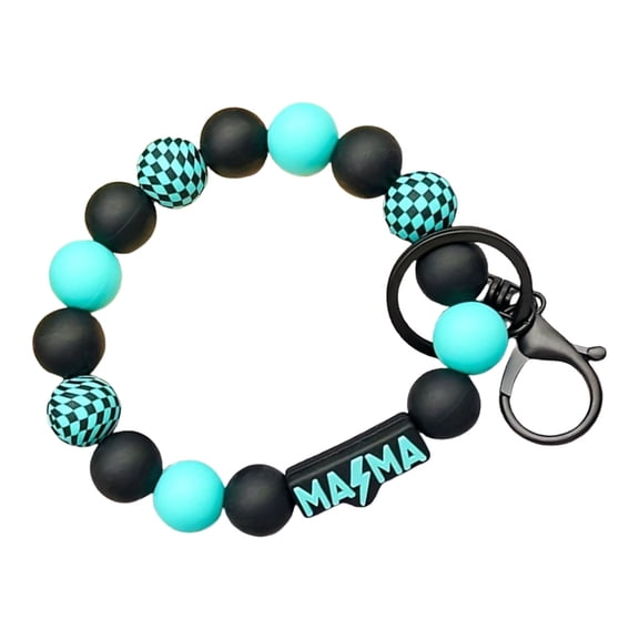 Mom Keychain Bracelet Silicone Beads Checkerboard Design Wristband For Keys Gift