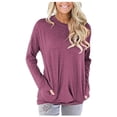 thumbnail image 2 of Gvmfive Women's Solid Long Sleeve Blouse Round Neck Casual Loose Pullover Tops With Pocket, 2 of 2