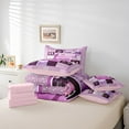 thumbnail image 6 of Feelyou Modern Skating Lover Bedding Comforter Set 7pcs for Kids, Ice Skates Sport Queen Bedding Sets, Dreamy Purple Patchwork Reversible Queen Sheet Sets, Luxury Bedroom Decor, 6 of 8