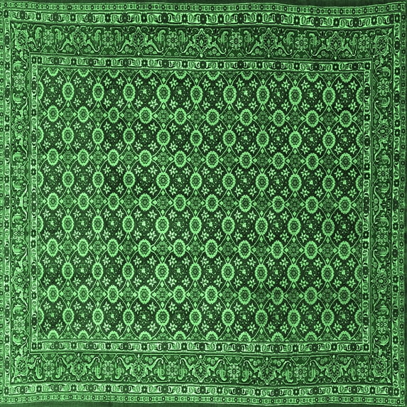 Ahgly Company Indoor Square Persian Emerald Green Traditional Area Rugs, 3' Square