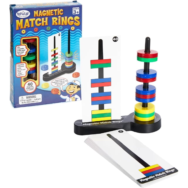 Popular Playthings Magnetic Match Rings - Stacking and Matching Magnets Game for Kids Ages 3 and up