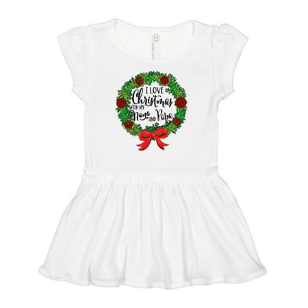 

Inktastic I Love Christmas with My Nana and Papa Wreath Gift Baby Girl Dress
