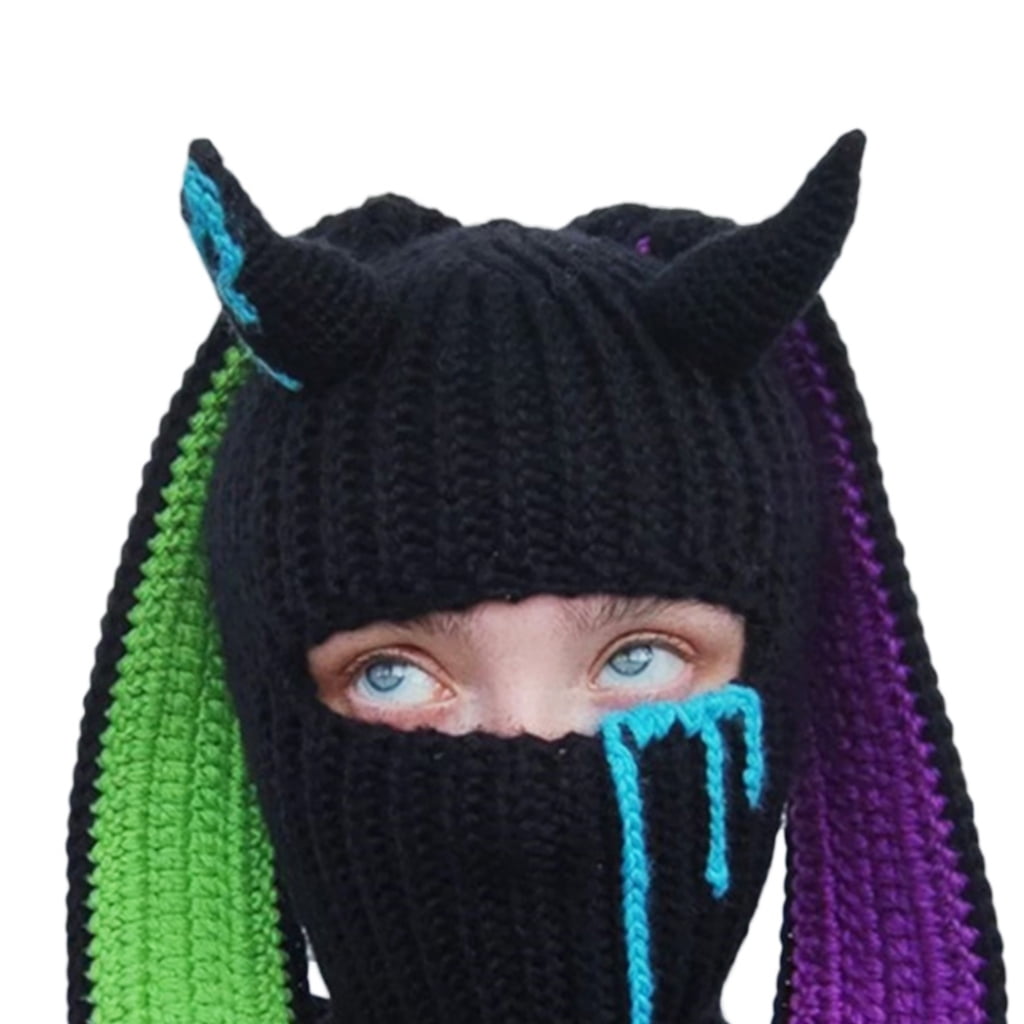 Aellinatey Winter Beanie Hats with Cute Long Ears Knitted Hat Ski Mask for Kids Adults