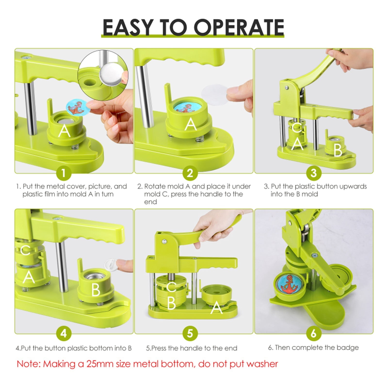25mm DIY Button Pin Badge Maker,Button Maker Machine Installation Installation-Free, DIY Pin Button Maker Press Machine Badge Punch Press ,Easy Pressing