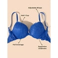 thumbnail image 4 of Deyllo Women's Push Up Bra Padded Plunge Add Cups Underwire Lace Lift Up Bra, royal blue 40DDD, 4 of 5