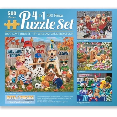 Vanderdasson Dog Days Jubilee Dog 4-in-1 Jigsaw Puzzle Set 500 Piece
