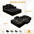 thumbnail image 3 of FFH 60" Chaise Lounge Chair Indoor, Convertible Sleeper Sofa Bed with Storage Pockets, Plush Corduroy Floor Lazy Sofa, Frameless Design, Black, 3 of 11